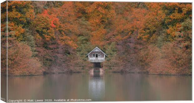 Autumn boathouse  Canvas Print by Malc Lawes