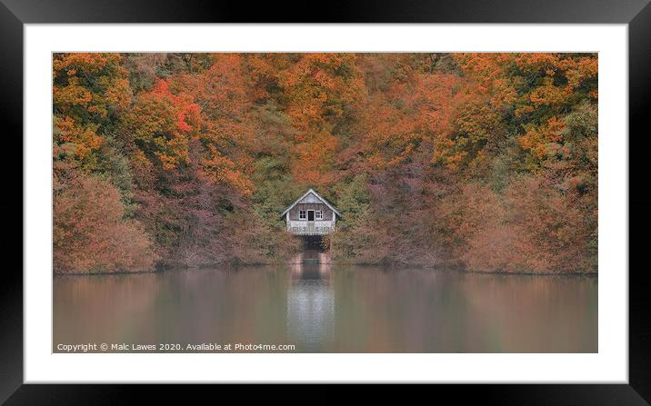 Autumn boathouse  Framed Mounted Print by Malc Lawes