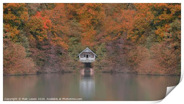 Autumn boathouse  Print by Malc Lawes