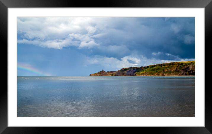 Rainbow Over Runswick Bay Framed Mounted Print by Mark Battista