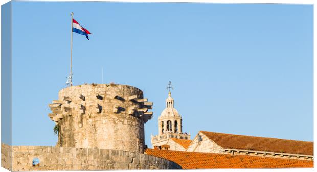 Croatian flag on Large Governors Tower Canvas Print by Jason Wells