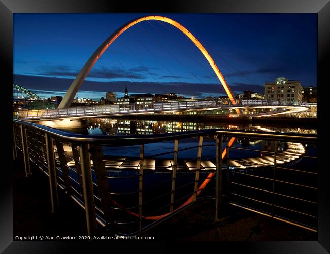 Gateshead Millennium Bridge, Newcastle Framed Print by Alan Crawford