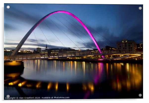 Evening view of Gateshead Millennium Bridge  Acrylic by Alan Crawford