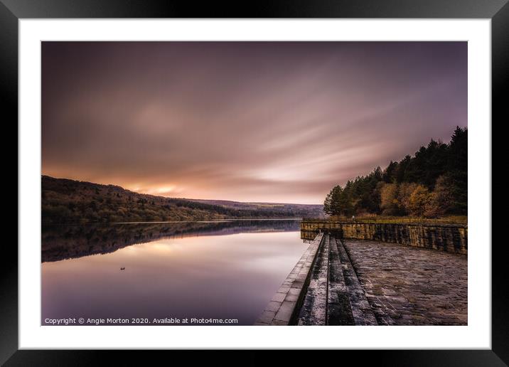 Fading Light at Broomhead Reservoir Framed Mounted Print by Angie Morton