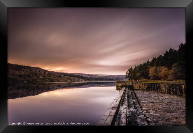 Fading Light at Broomhead Reservoir Framed Print by Angie Morton