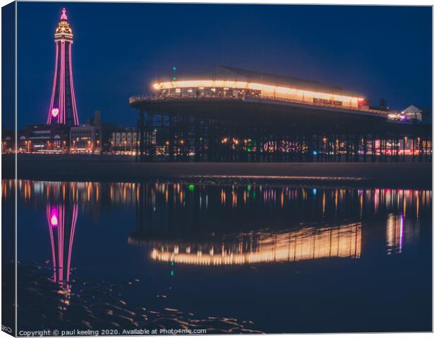 Blackpool Tower and Central Pier Canvas Print by Paul Keeling