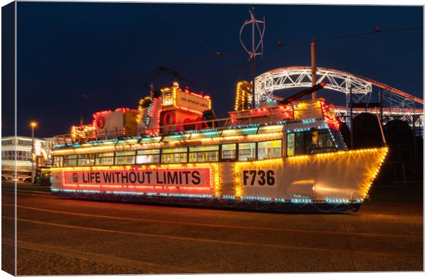 Blackpool Illuminated Tram Canvas Print by Caroline James