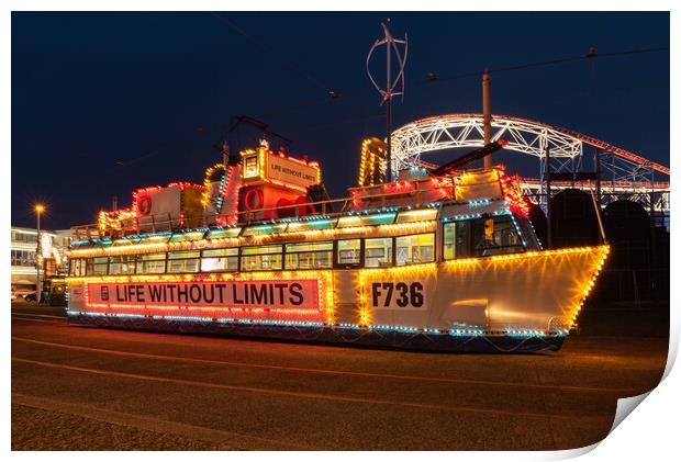 Blackpool Illuminated Tram Print by Caroline James