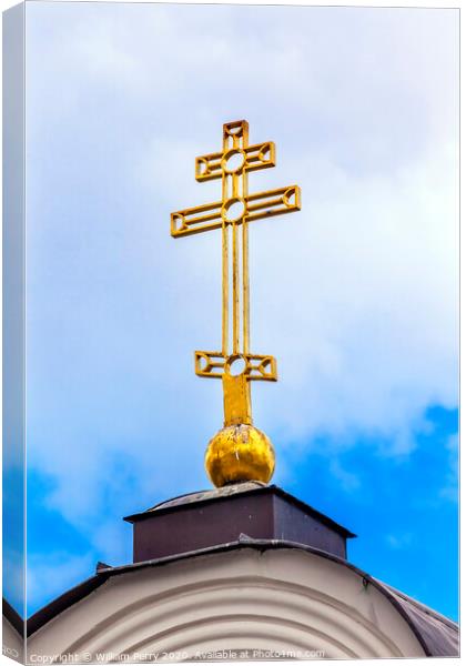 Orthodox Cross Holy Assumption Pechrsk Lavra Cathedral Kiev Ukra Canvas Print by William Perry