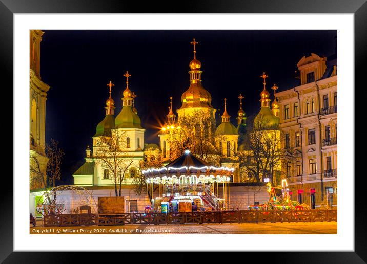 Saint Sophia Sofiyskaya Square Kiev Ukraine Framed Mounted Print by William Perry