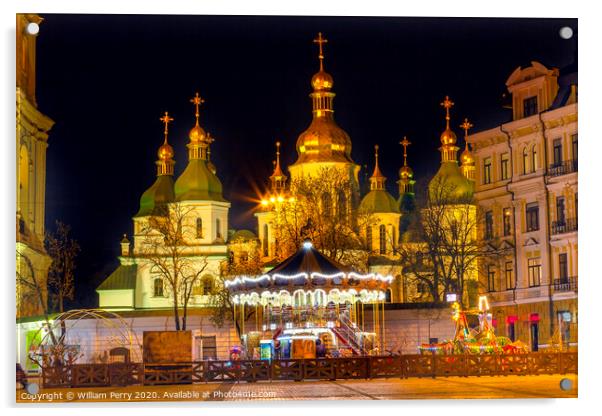 Saint Sophia Sofiyskaya Square Kiev Ukraine Acrylic by William Perry
