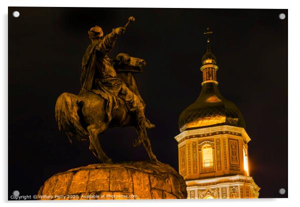 Bogdan Khmelnitsky Equestrian Statue Saint Sophia Kiev Ukraine Acrylic by William Perry