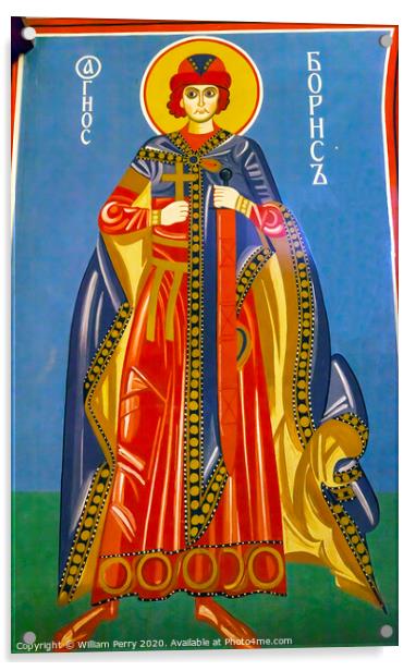 Saint Mosaic Basilica Saint Michael Monastery Cathedral Kiev Ukr Acrylic by William Perry