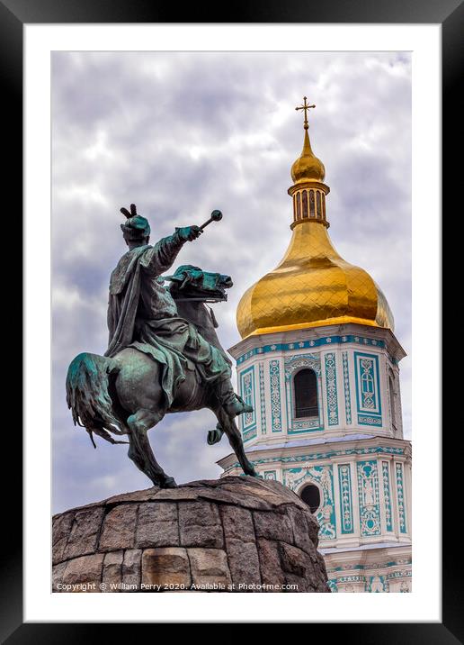 Bogdan Khmelnitsky Statue Saint Sophia Sofiyskaya Square Kiev Uk Framed Mounted Print by William Perry