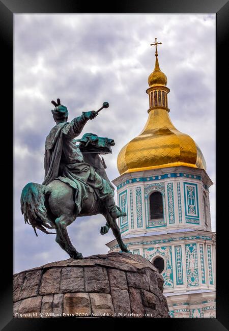 Bogdan Khmelnitsky Statue Saint Sophia Sofiyskaya Square Kiev Uk Framed Print by William Perry