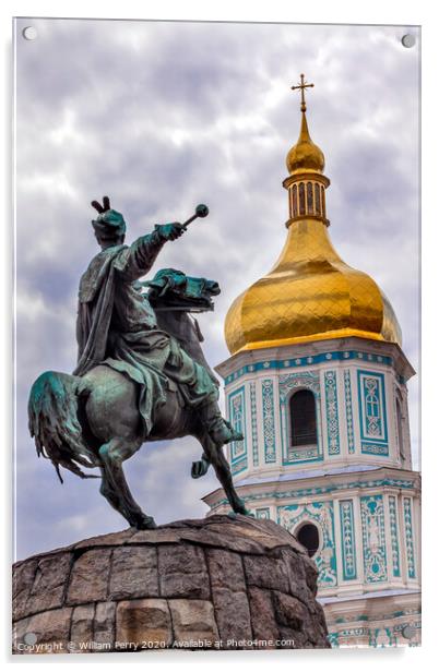 Bogdan Khmelnitsky Statue Saint Sophia Sofiyskaya Square Kiev Uk Acrylic by William Perry