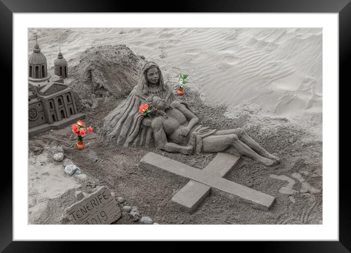 sand sculpture in tenerife Framed Mounted Print by chris smith