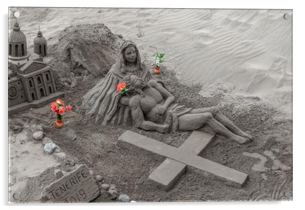 sand sculpture in tenerife Acrylic by chris smith