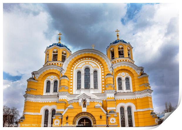 Saint Volodymyr Yellow Cathedral Kiev Ukraine Print by William Perry