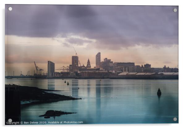 Liverpool Skyline Acrylic by Ben Delves