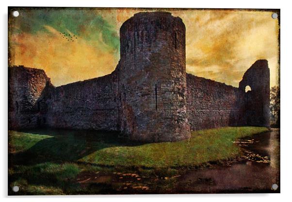 Pevensey Castle Acrylic by Chris Lord