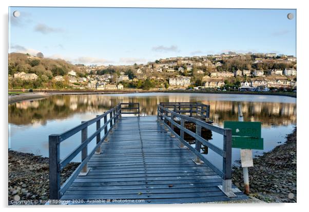 Reflections at the Mill Pool in Looe Cornwall  Acrylic by Rosie Spooner