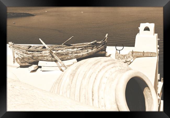 wooden boat- Santorini Framed Print by Alessandro Ricardo Uva