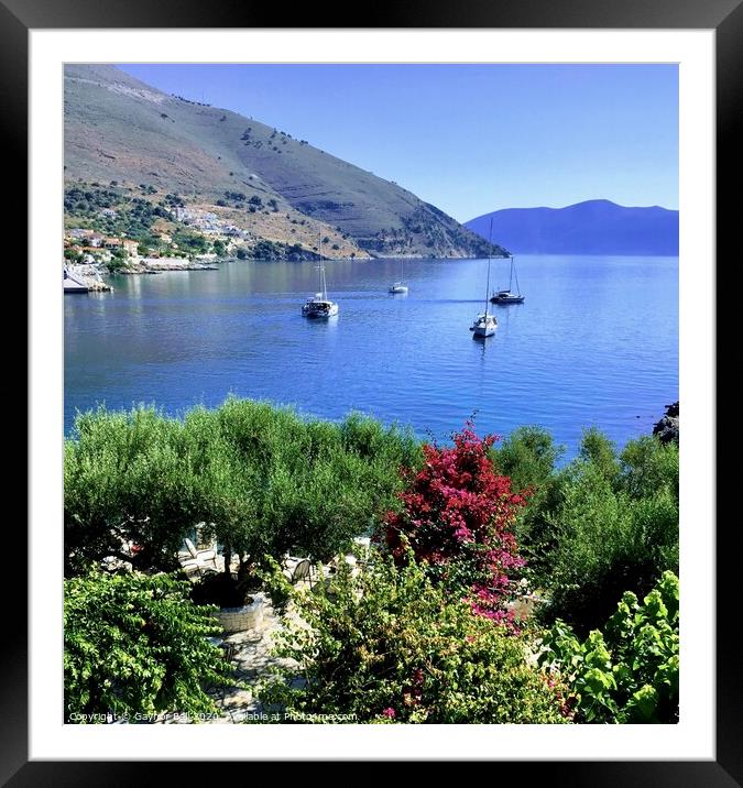 The harbour at Agia Efimia, Kefalonia Framed Mounted Print by Gaynor Ball