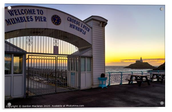 Welcome to Mumbles Pier Acrylic by Gordon Maclaren