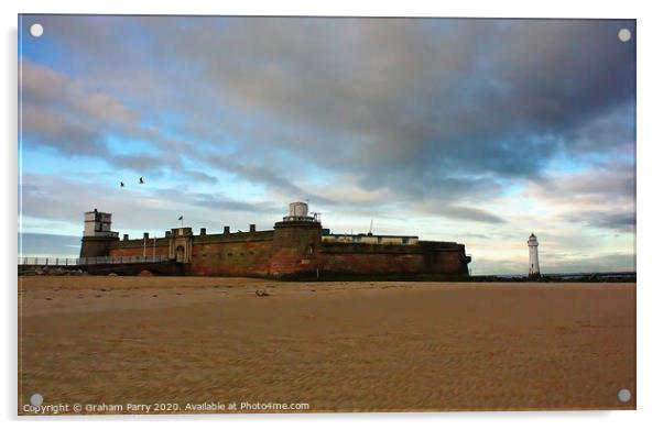 Echoes of the Past: Fort Perch Rock Acrylic by Graham Parry