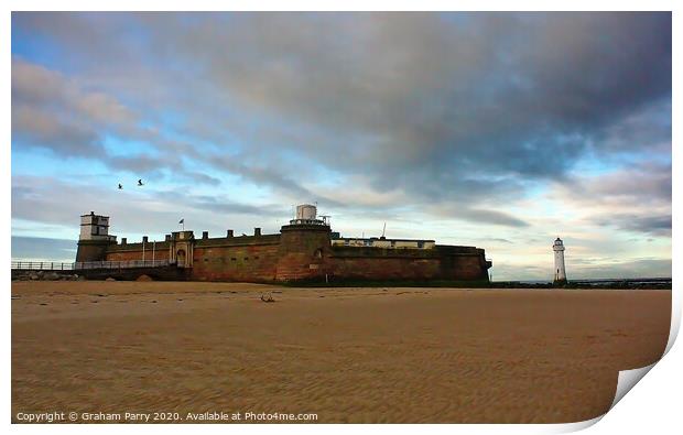Echoes of the Past: Fort Perch Rock Print by Graham Parry