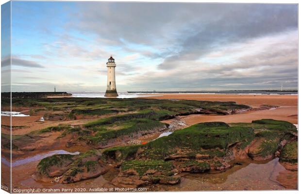 Winter's Beacon: New Brighton Lighthouse Canvas Print by Graham Parry
