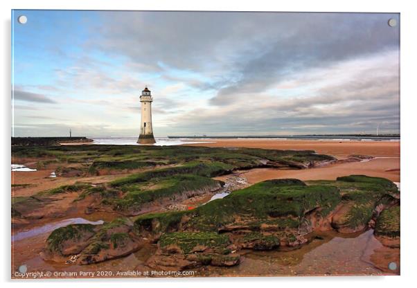 Winter's Beacon: New Brighton Lighthouse Acrylic by Graham Parry