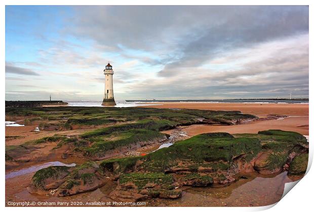 Winter's Beacon: New Brighton Lighthouse Print by Graham Parry