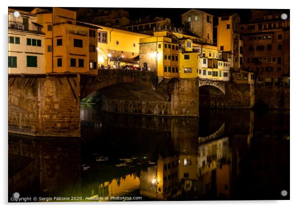 Ponte Vecchio - Old Bridge - Florence Acrylic by Sergio Falzone