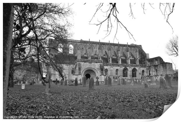 Malmesbury Abbey through the trees Print by Ollie Hully