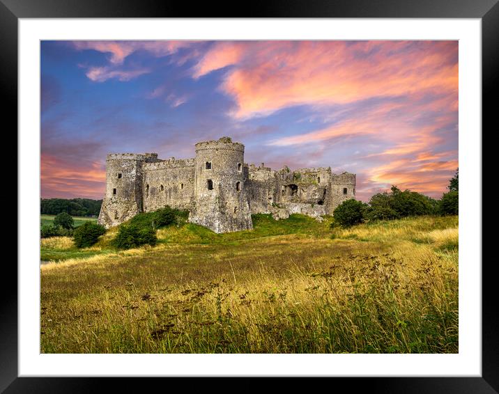 Sunrise at Carew Castle, Pembrokeshire. Framed Mounted Print by Colin Allen