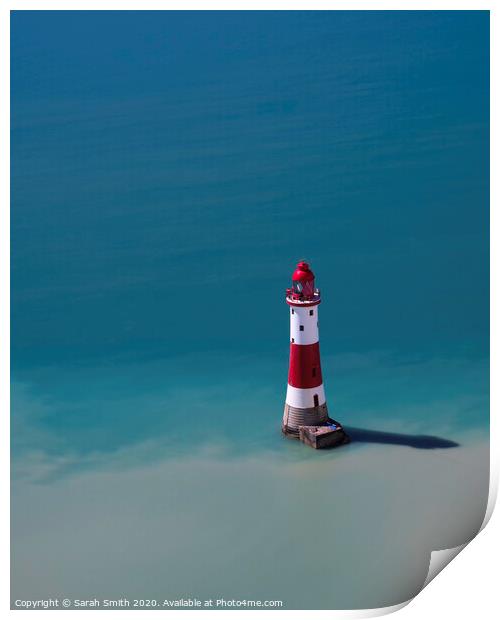 Red & White Lighthouse Print by Sarah Smith