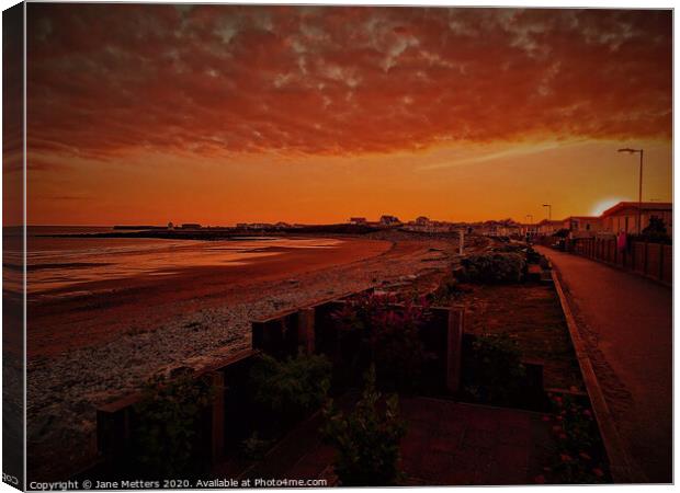 Sunset in Porthcawl Canvas Print by Jane Metters