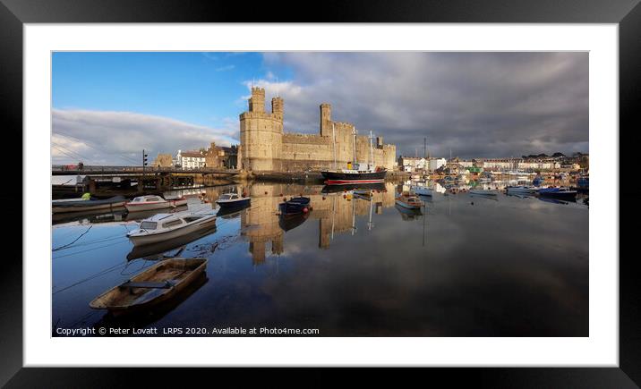 Caernarfon Castle and Harbour Panorama Framed Mounted Print by Peter Lovatt  LRPS
