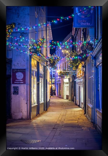 Whitby, Christmas at Sandgate Framed Print by Martin Williams