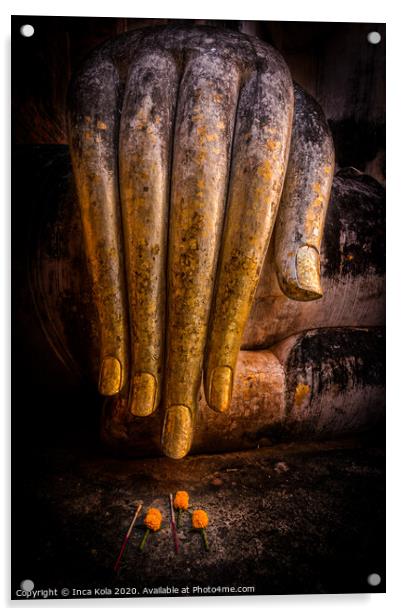 Golden Fingers of Buddha Acrylic by Inca Kala