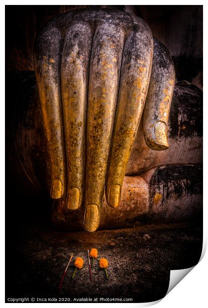 Golden Fingers of Buddha Print by Inca Kala