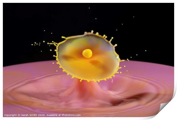 Yellow and pink splash art Print by Sarah Smith