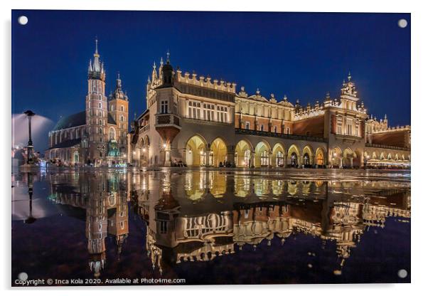 Reflections in Krakow Main Square Acrylic by Inca Kala