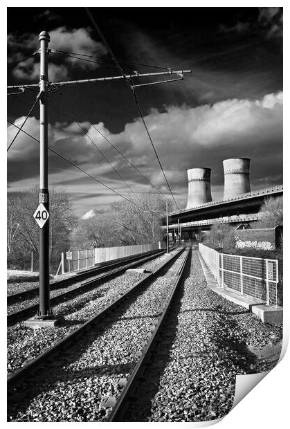 Tram Lines and Tinsley Cooling Towers Print by Darren Galpin