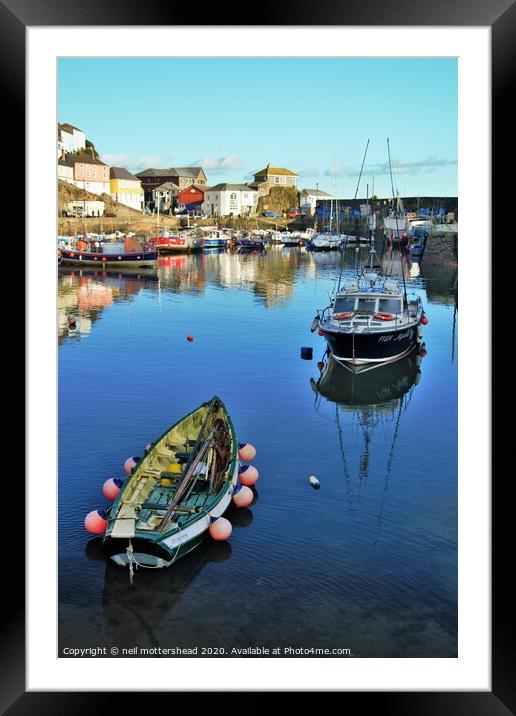 Mevagissey Reflections, Cornwall. Framed Mounted Print by Neil Mottershead