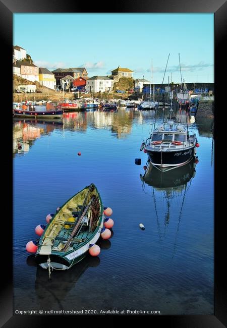 Mevagissey Reflections, Cornwall. Framed Print by Neil Mottershead