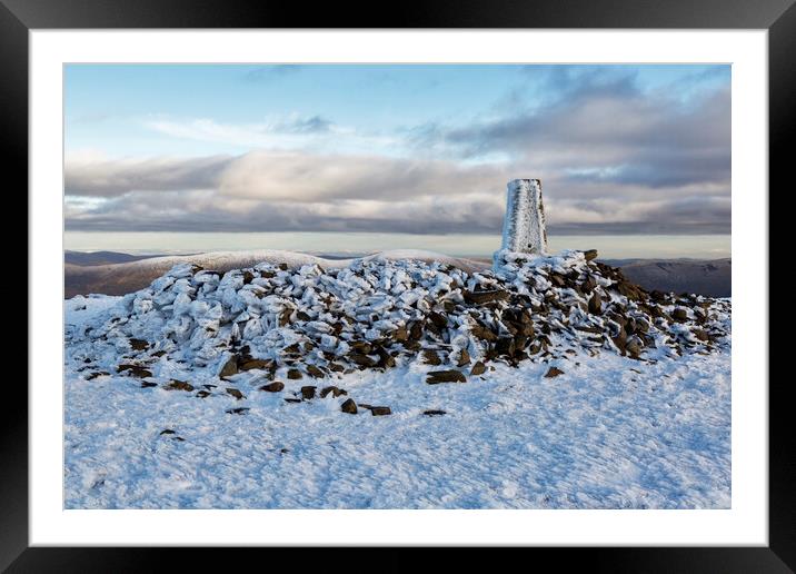 Trig Point on Merrick Southern Uplands of Scotland Framed Mounted Print by Derek Beattie