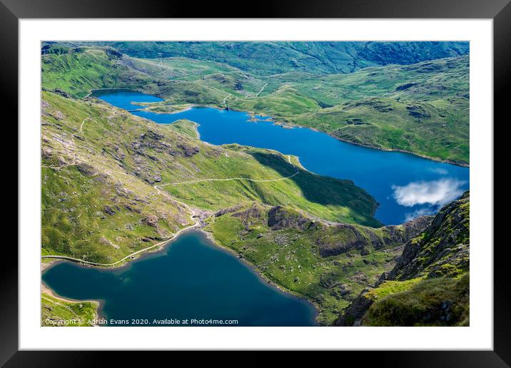 Pyg Track to Snowdon and Miners Track Framed Mounted Print by Adrian Evans